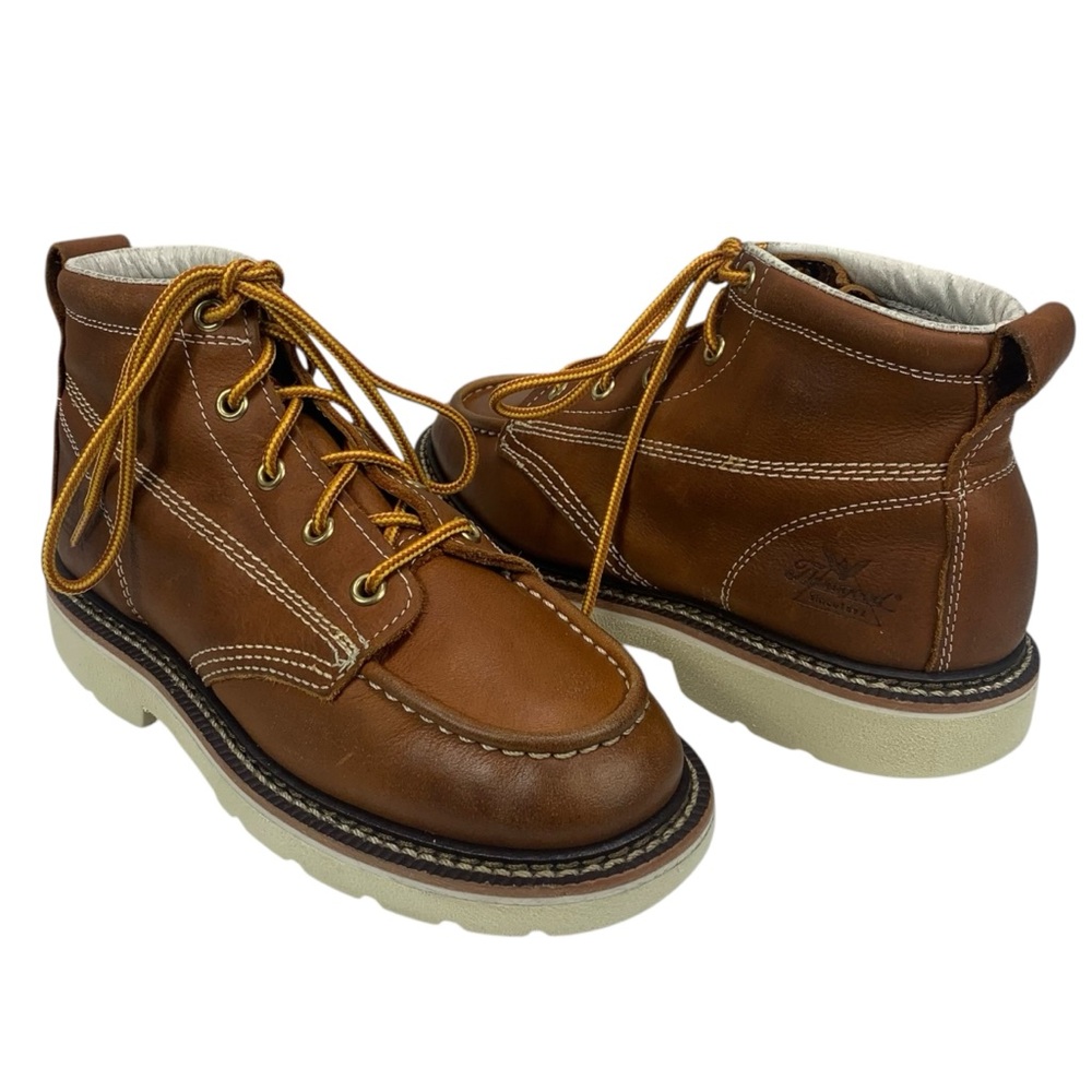 Thorogood Youth 4.5M Moc Toe Leather Work‎ Boots Brown Wedge Sole 2017
